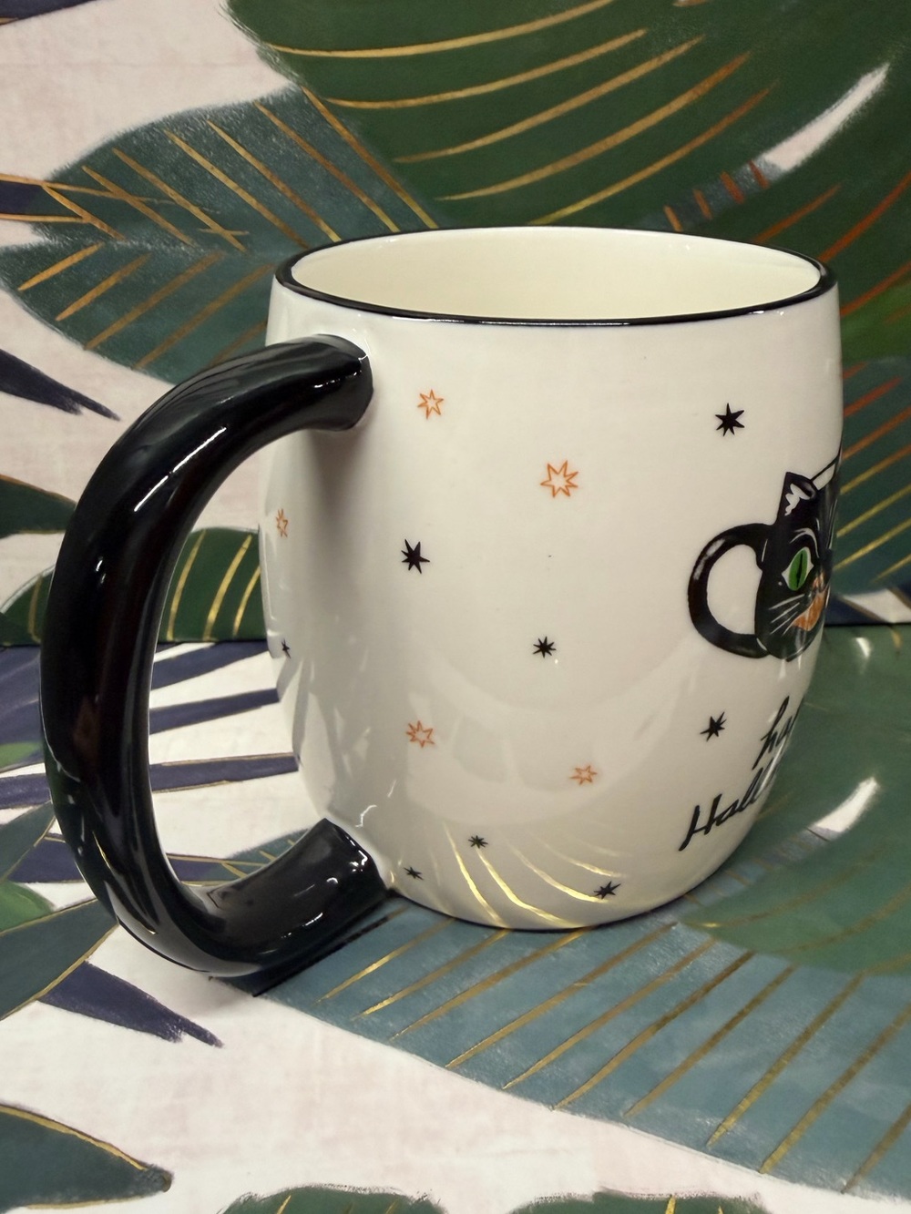 Anthropologie Happy Halloween Black Cat Ghost Mug Ceramic NIB - Picture 8 of 12